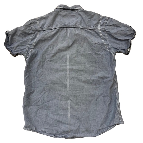 BKE Athletic Fit Mens XL Blue Micro Stripe Short Sleeve Snap Front Western Shirt - Picture 8 of 8